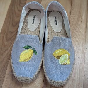 Soludos Seville Espadrilles Sky Blue Lemon Chambray US 7.5